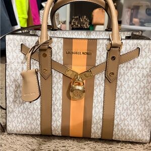 Michael Kors Cream and Tan Satchel